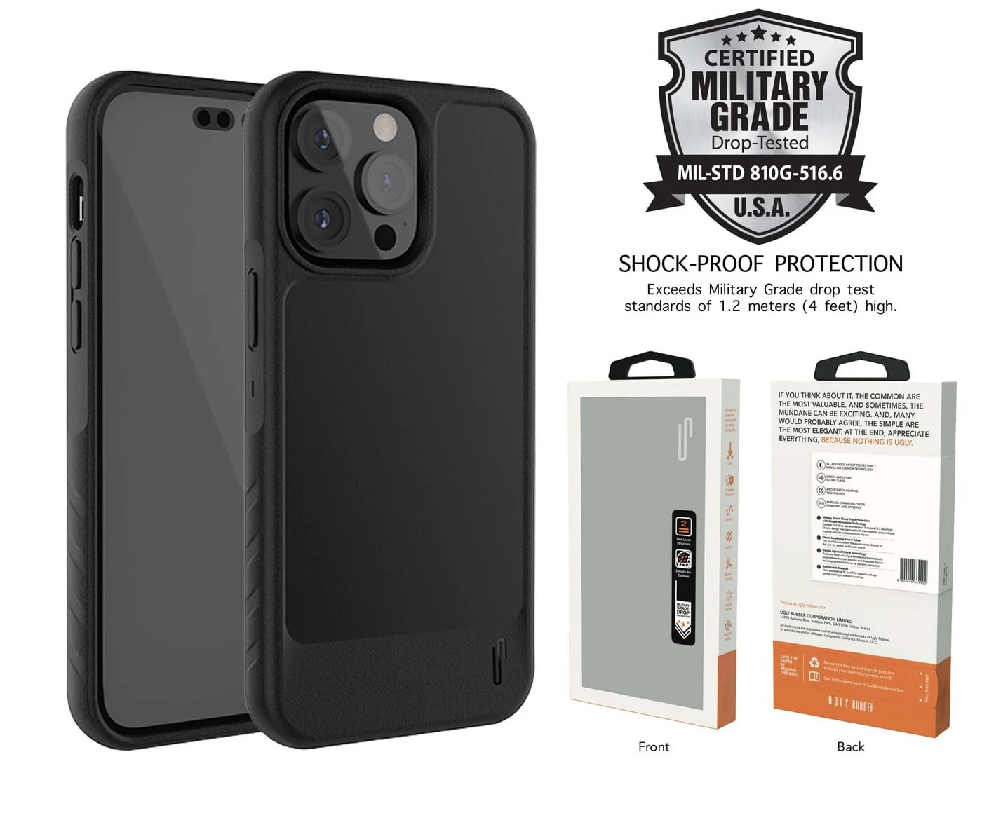 Ugly Rubber L-Model Bumper Case with MagSafe Black for iPhone 15