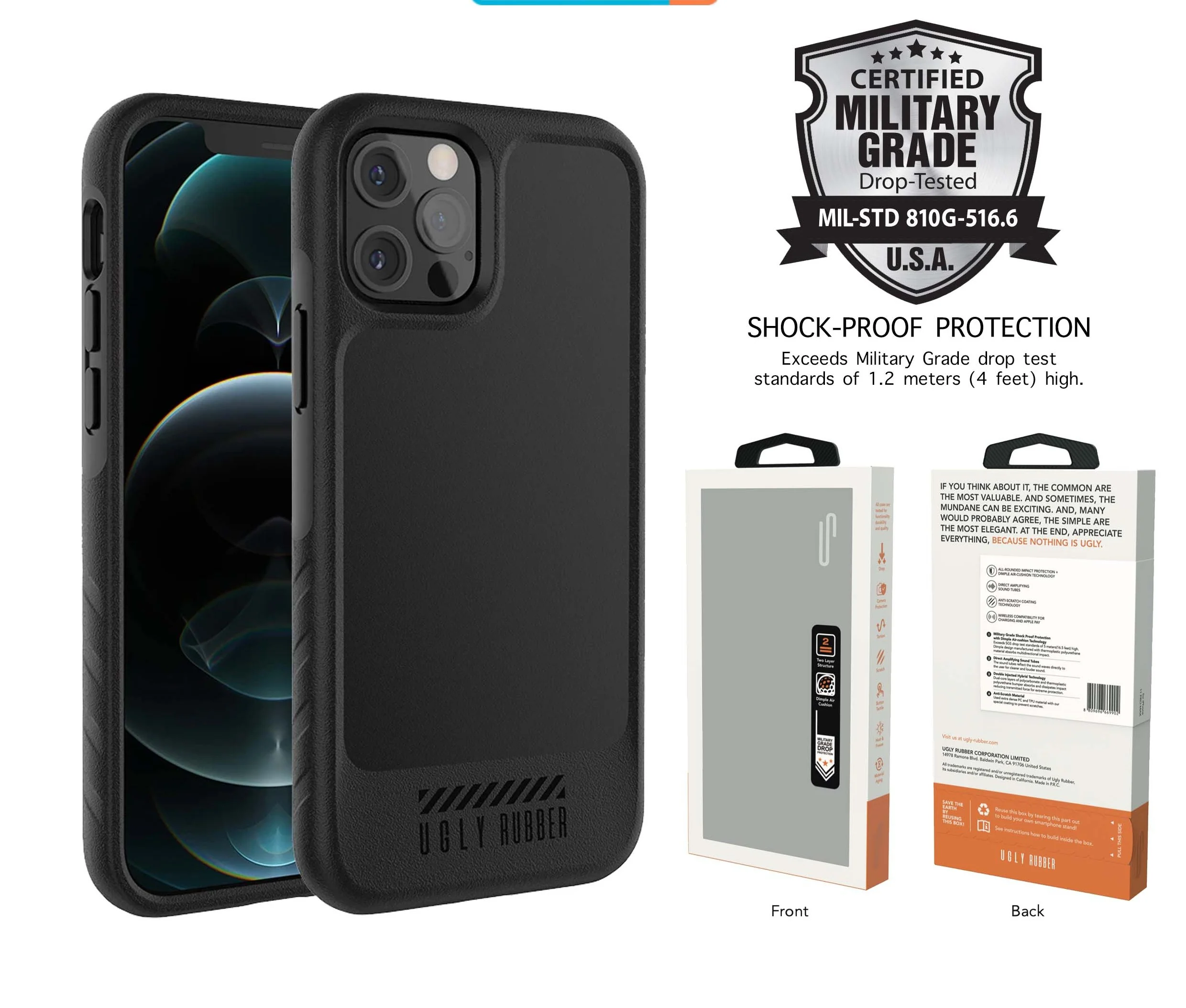 Ugly Rubber L-Model Bumper Black Case for iPhone 13 Pro